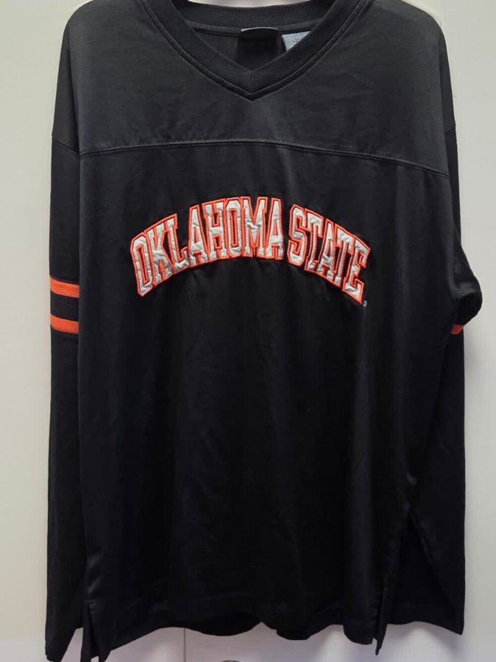 Oklahoma State Cowboys Long Sleeve Jersey Shirt Mens L Black Embroidered